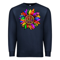 Navy Pride LGBTQ+ Sunflower With Peace Premium Sweatshirt - BundleAndBundleShop