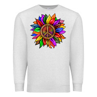 Oatmeal Heather Pride LGBTQ+ Sunflower With Peace Premium Sweatshirt - BundleAndBundleShop