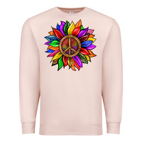 Pale Pink Pride LGBTQ+ Sunflower With Peace Premium Sweatshirt - BundleAndBundleShop