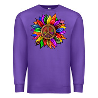 Purple Pride LGBTQ+ Sunflower With Peace Premium Sweatshirt - BundleAndBundleShop