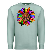 Seafoam Pride LGBTQ+ Sunflower With Peace Premium Sweatshirt - BundleAndBundleShop