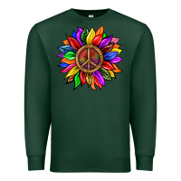 Sports Green Pride LGBTQ+ Sunflower With Peace Premium Sweatshirt - BundleAndBundleShop