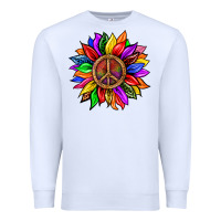 White Pride LGBTQ+ Sunflower With Peace Premium Sweatshirt - BundleAndBundleShop