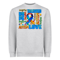 Heather Grey autism  words Heavyweight Sweatshirt - AdoDesignShop