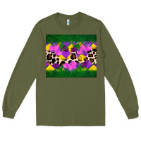 Army Green mardi gras Leopard and heart Long Sleeve Tee - AdoDesignShop