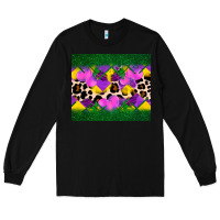 Black mardi gras Leopard and heart Long Sleeve Tee - AdoDesignShop