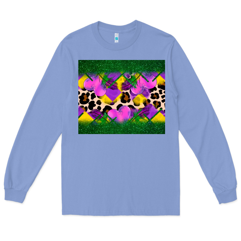 Mardi Gras Leopard And Heart Long Sleeve Tee by AdoDesignShop | Teevron