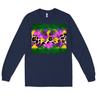 Navy mardi gras Leopard and heart Long Sleeve Tee - AdoDesignShop