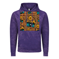 Cloud Purple western sunflowers camera seamless pattern Vintage Hoodie - HRA Design Shop