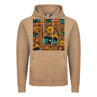 Vintage Coffee western sunflowers camera seamless pattern Vintage Hoodie - HRA Design Shop