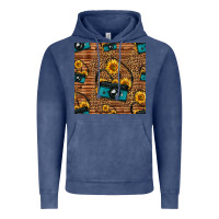 Vintage Denim western sunflowers camera seamless pattern Vintage Hoodie - HRA Design Shop