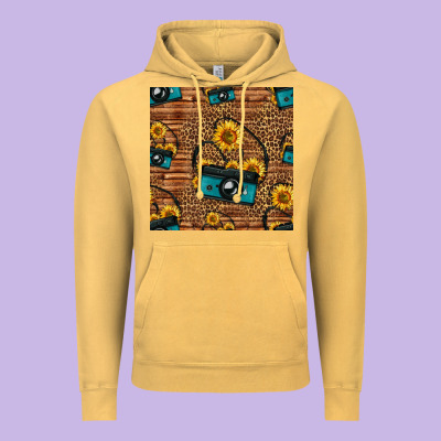 Western Sunflowers Camera Seamless Pattern Vintage Hoodie Designed By Hra Design Shop