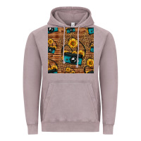 Vintage Zinc western sunflowers camera seamless pattern Vintage Hoodie - HRA Design Shop