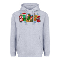 Heather Grey Christmas Believe Heavyweight Hoodie - MaliasSmallBusiness