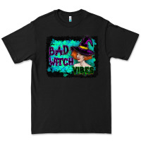 Black Halloween Bad Witch Vibes Watercolor Premium Tee - RanaPortraitStore