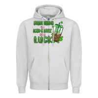 Dove Grey iced coffee and luck Zipper Hoodie - MaliasSmallBusiness