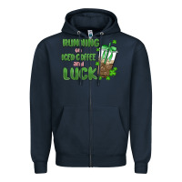 Navy iced coffee and luck Zipper Hoodie - MaliasSmallBusiness