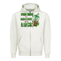 Oatmeal Heather iced coffee and luck Zipper Hoodie - MaliasSmallBusiness