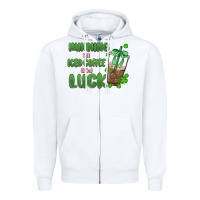 White iced coffee and luck Zipper Hoodie - MaliasSmallBusiness