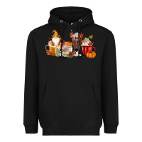 Black Fall Gnome Coffee Cups Heavyweight Hoodie - MaliasSmallBusiness