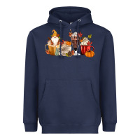 Navy Fall Gnome Coffee Cups Heavyweight Hoodie - MaliasSmallBusiness