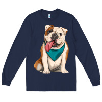 Navy english bulldog Long Sleeve Tee - Artiststas