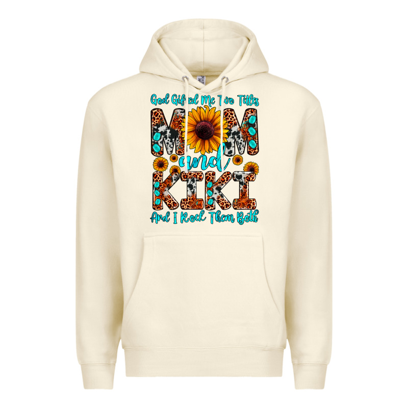 God Gifted Me Two Titles Mom And Kiki And I Rock T Premium Hoodie by JahusDesignShop | Teevron