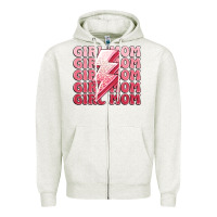 Oatmeal Heather girl mom Zipper Hoodie - MaliasSmallBusiness