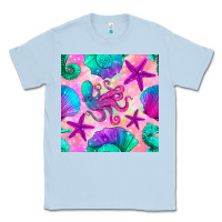 Dusty Blue summer beach seamless pattern Classic Tee - BundleAndBundleShop