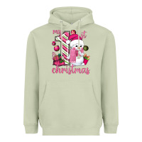 Matcha My 1st. pink Christmas with cute snowman Heavyweight Hoodie - NancyCooperArtShop