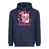 Navy My 1st. pink Christmas with cute snowman Heavyweight Hoodie - NancyCooperArtShop