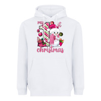 White My 1st. pink Christmas with cute snowman Heavyweight Hoodie - NancyCooperArtShop