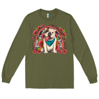 Army Green english bulldog floral rainbow Long Sleeve Tee - Artiststas