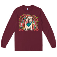 Burgundy english bulldog floral rainbow Long Sleeve Tee - Artiststas