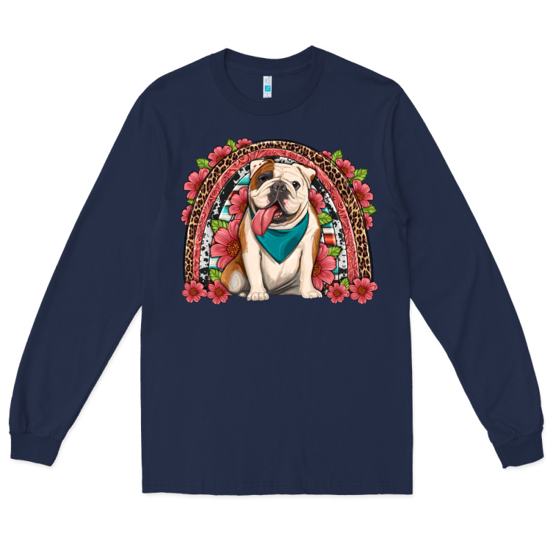 English Bulldog Floral Rainbow Long Sleeve Tee by Artiststas | Teevron