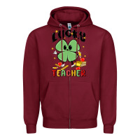 Burgundy lucky teacher Zipper Hoodie - MaliasSmallBusiness