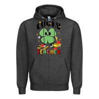 Charcoal Heather lucky teacher Zipper Hoodie - MaliasSmallBusiness