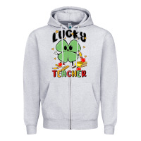 Heather Grey lucky teacher Zipper Hoodie - MaliasSmallBusiness
