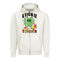 Oatmeal Heather lucky teacher Zipper Hoodie - MaliasSmallBusiness