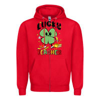 Red lucky teacher Zipper Hoodie - MaliasSmallBusiness