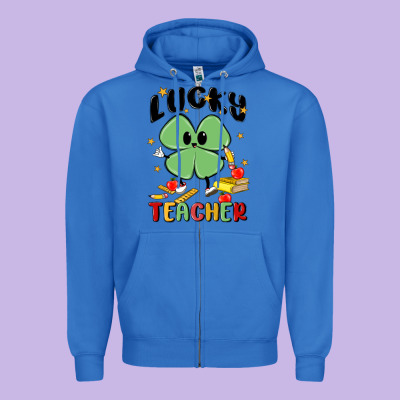 Lucky Teacher Zipper Hoodie Designed By Maliassmallbusiness