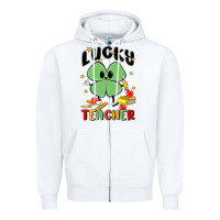 White lucky teacher Zipper Hoodie - MaliasSmallBusiness