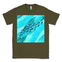 Army Green fish and sea seamless pattern Classic Tee - BundleAndBundleShop