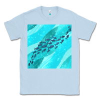 Dusty Blue fish and sea seamless pattern Classic Tee - BundleAndBundleShop