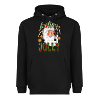 Black Feeling Jolly with Santa Heavyweight Hoodie - NancyCooperArtShop