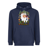 Navy Feeling Jolly with Santa Heavyweight Hoodie - NancyCooperArtShop