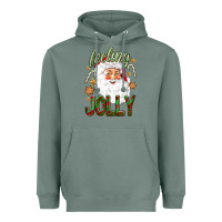 Sage Feeling Jolly with Santa Heavyweight Hoodie - NancyCooperArtShop