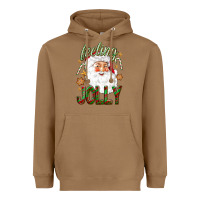 Toasted Coconut Feeling Jolly with Santa Heavyweight Hoodie - NancyCooperArtShop