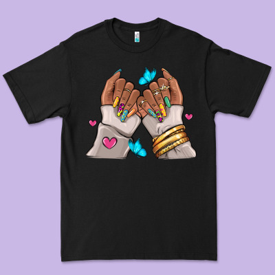 Premium Tee Afro woman nail art