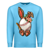 Ocean Blue Baseball Easter Bunny Premium Sweatshirt - BundleAndBundleShop